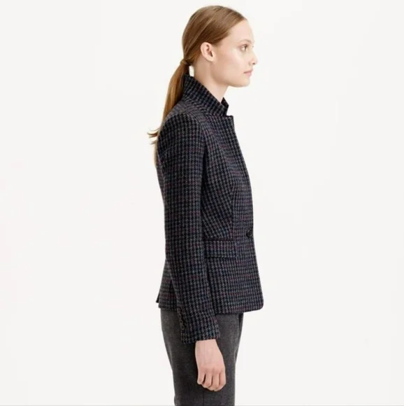 J. Crew. Houndstooth Regent Wool Blazer In Olive Amber Size 00 - Picture 11 of 12